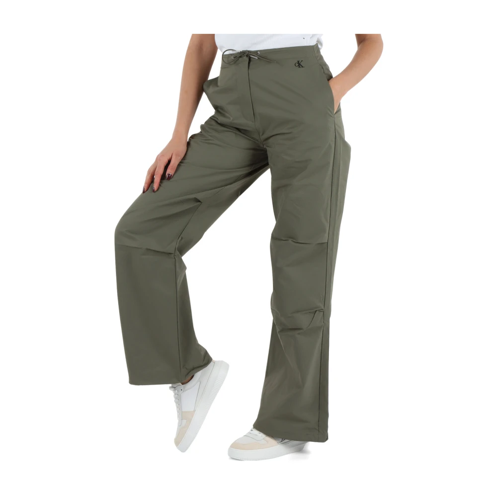 Calvin Klein Jeans Wijde broek van technische stof Green Dames