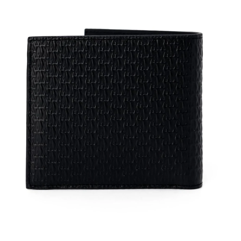 Armani Exchange Zwarte leren portemonnee met binnenzakken Black Heren