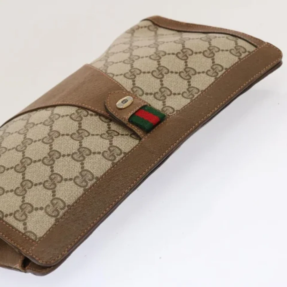 Gucci Vintage Pre-owned Leather clutches Beige Dames