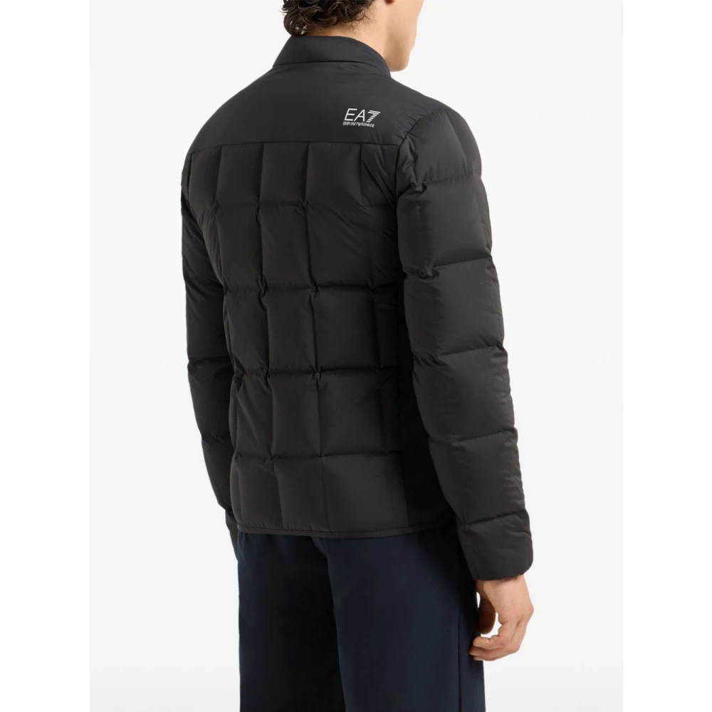 Emporio Armani EA7 Zwarte Gewatteerde Jas met Logo Black Heren