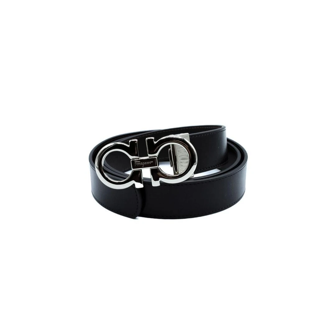 Salvatore Ferragamo Omkeerbare leren riem Black Unisex