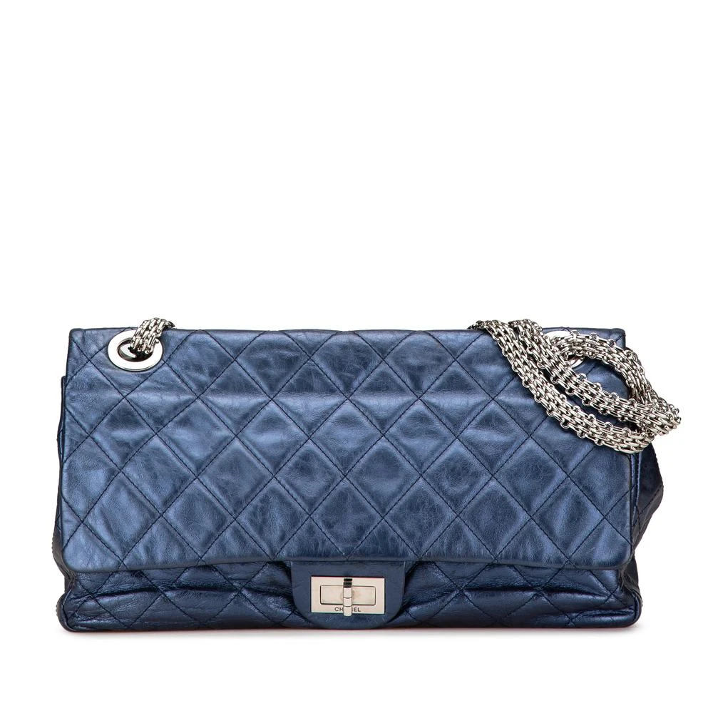 Chanel Vintage Women's Blue Pre-Owned The Reissue 2.55 Aged Metallic Calfskin Flap 226