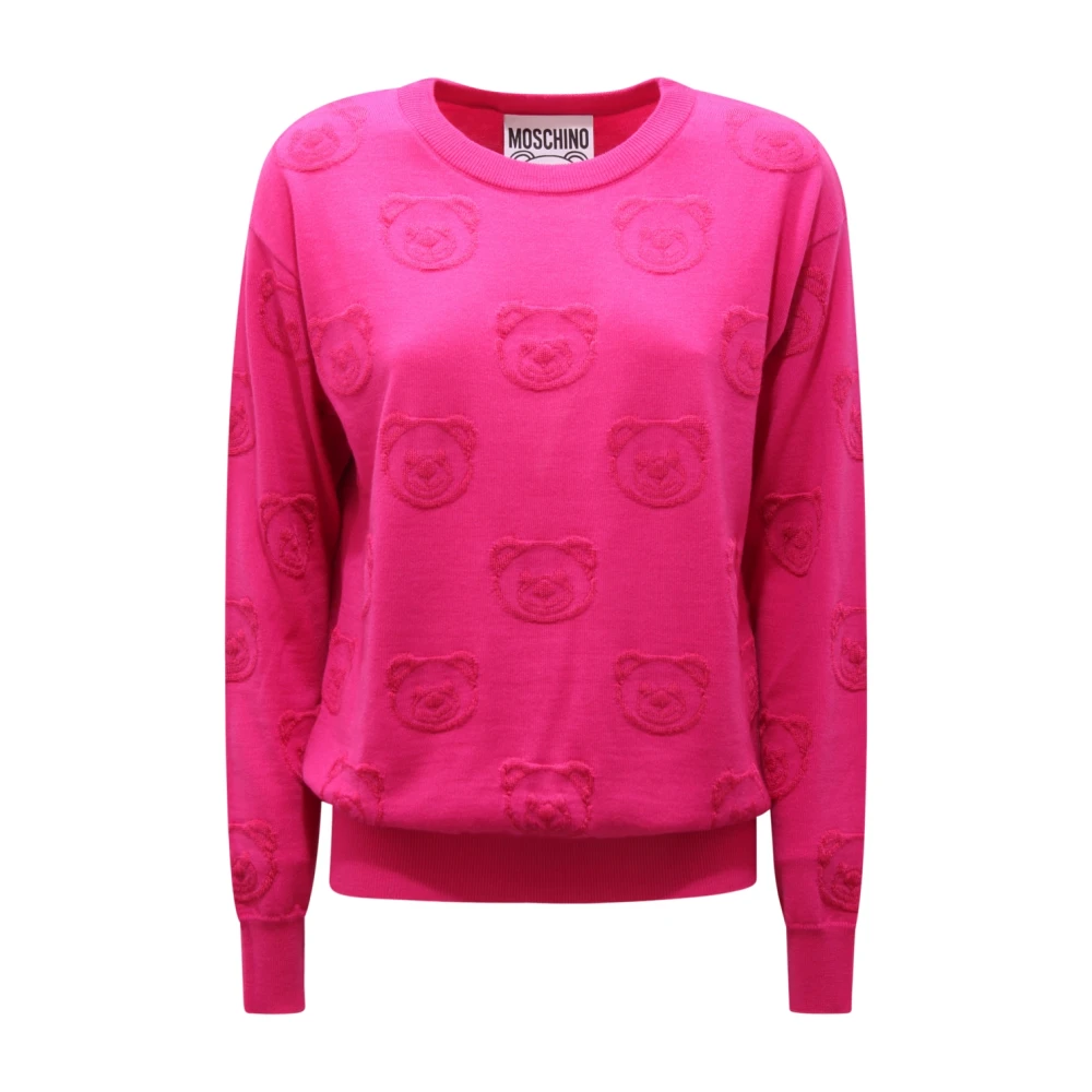 Moschino Women's Pink Round-Neck Knitwear, Xs, E V0922 5501 Maglione Over Jumper