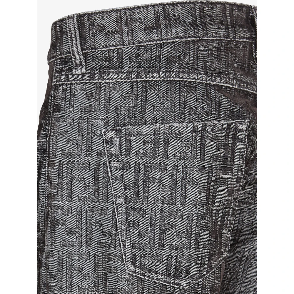 Fendi Grijze Denim Straight-line Broek Gray Heren