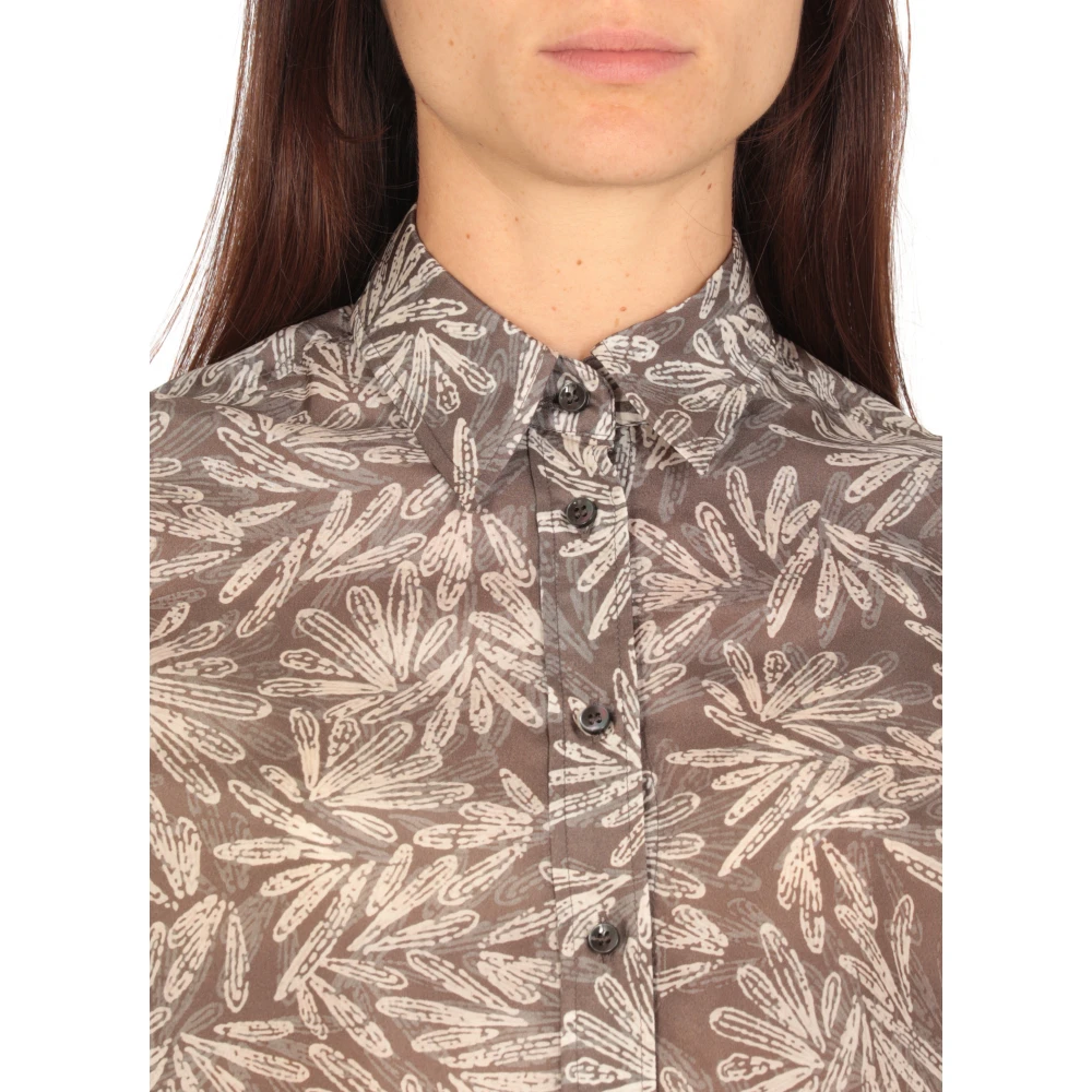 BRUNELLO CUCINELLI Zijden grijze shirt met diamantdetail Multicolor Dames