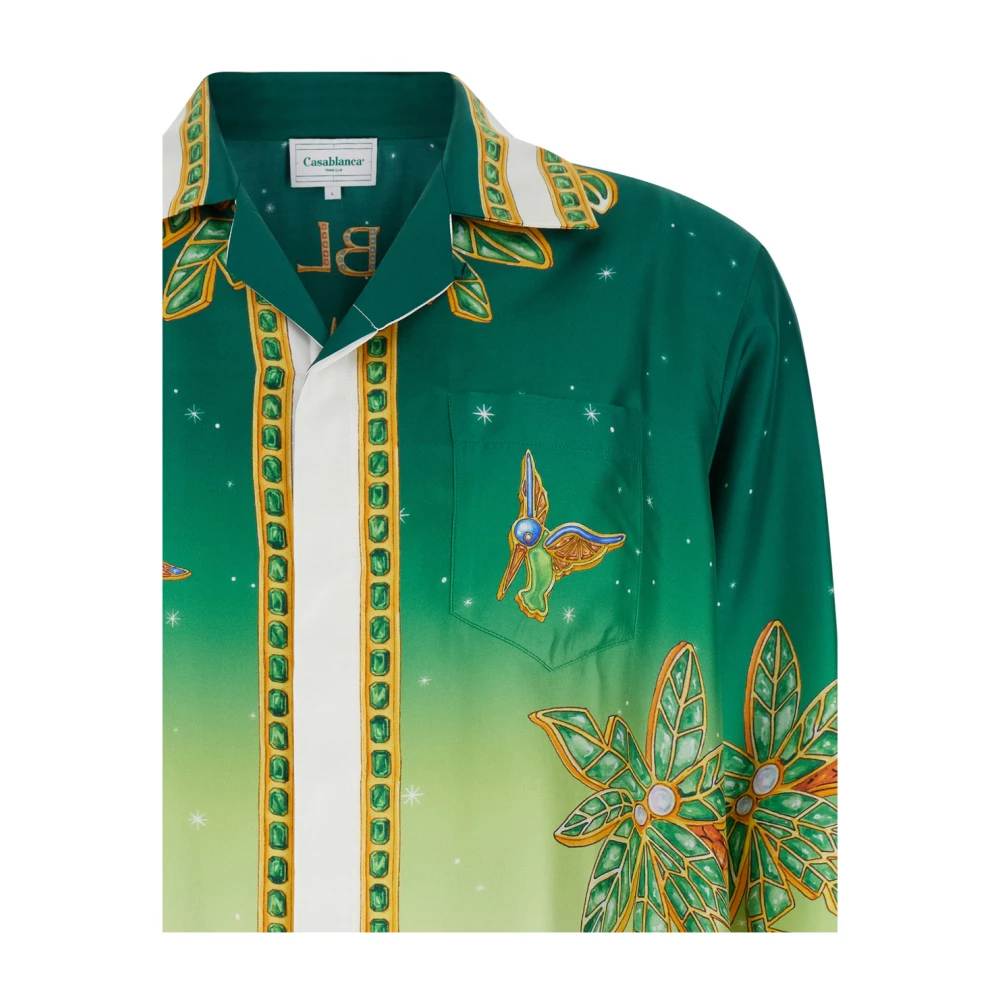 Casablanca Groene Cuban Kraag Lange Mouw Shirt Multicolor Heren