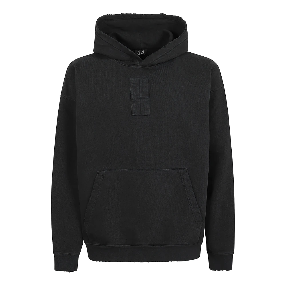 44 Label Group Zwarte Lasergegraveerde Hoodie met Koord Black Heren