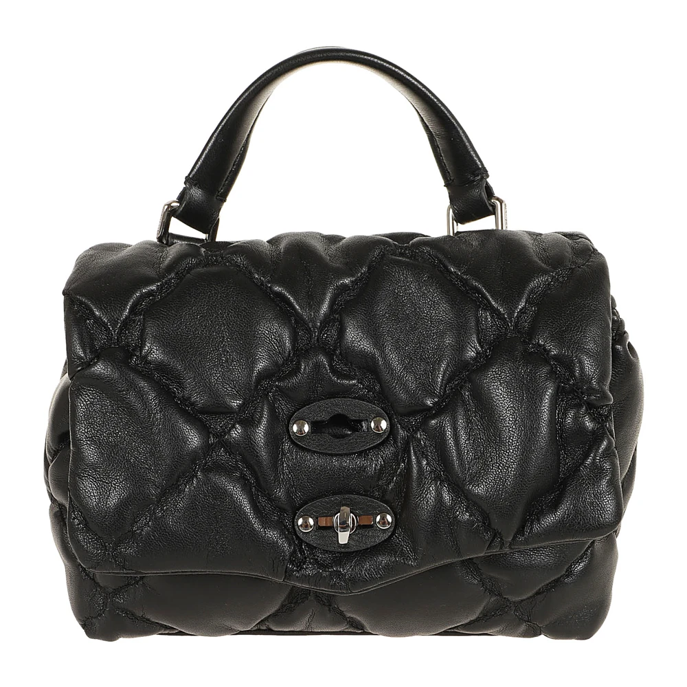 Zanellato Zwarte leren schoudertas Black Dames