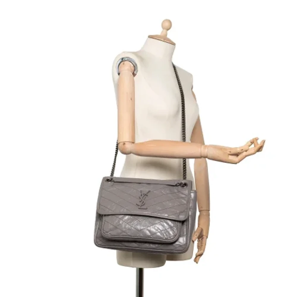 Yves Saint Laurent Vintage Pre-owned Leather shoulder-bags Gray Dames
