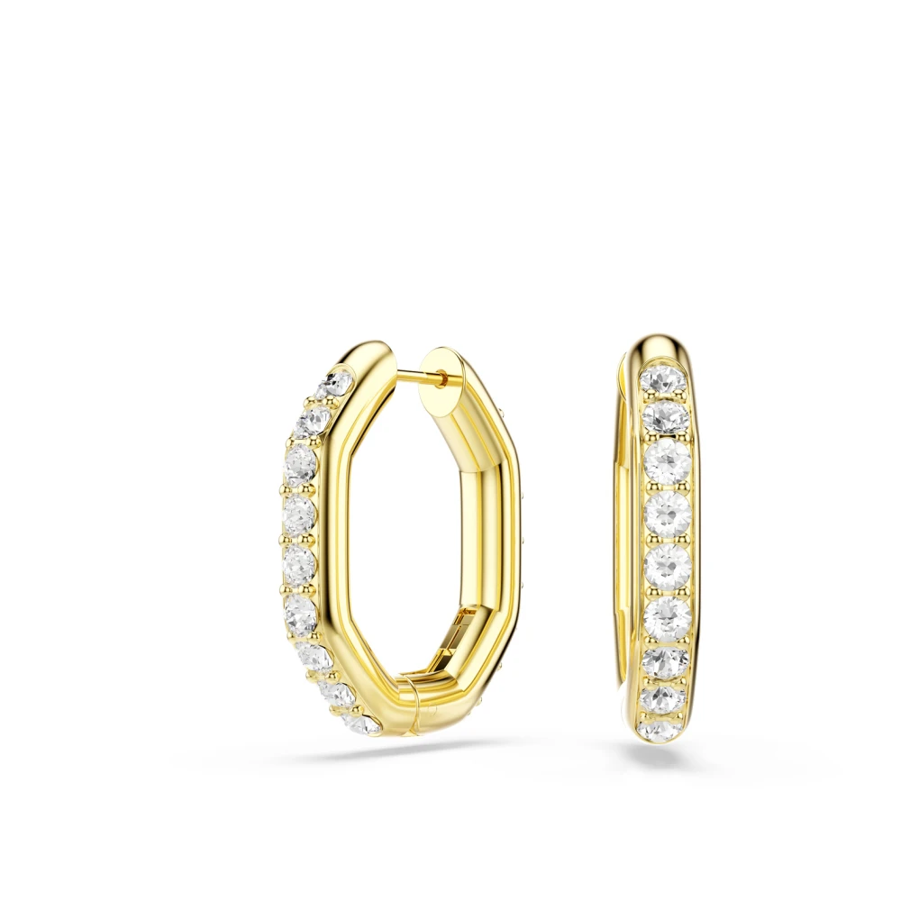 Swarovski Dextera Kreolen, Achteckform, Rundschliff, Mittel, 18K Goldbeschichtet Weiß Mittel - Bild 4
