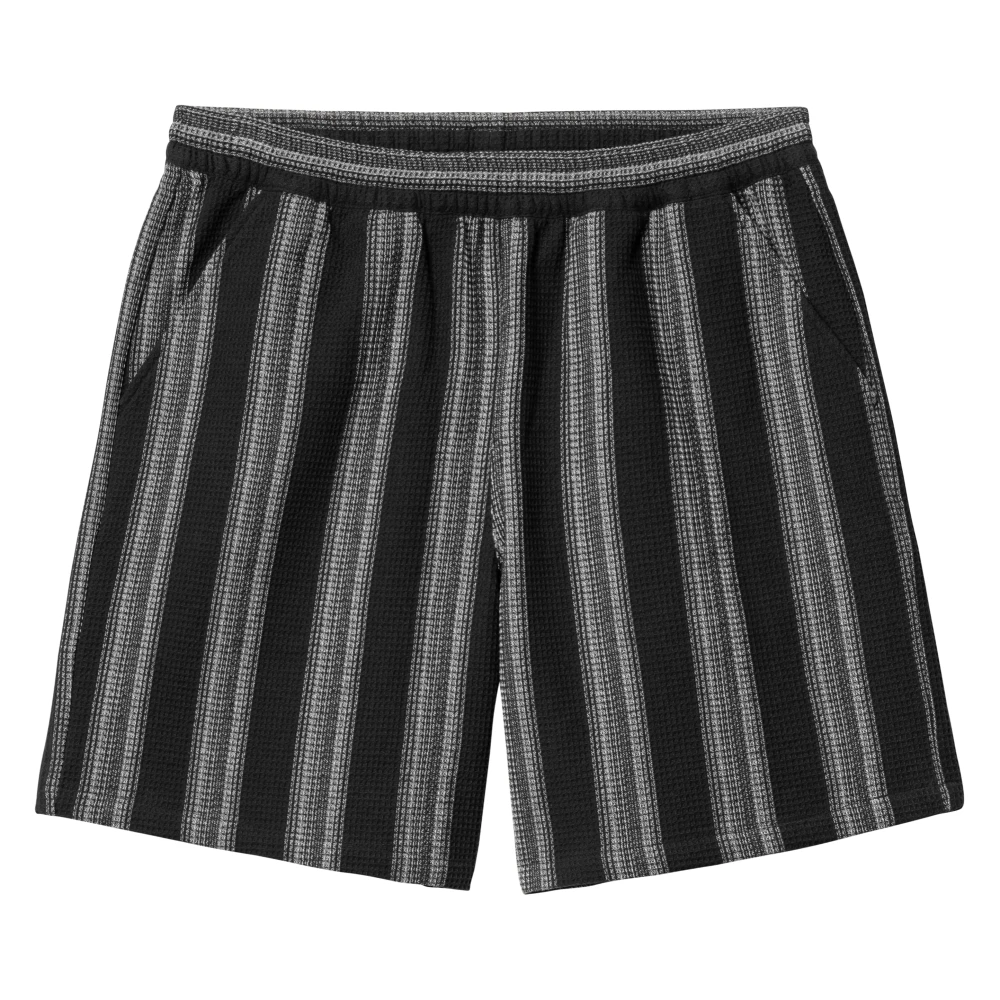 Carhartt WIP Gestreepte Katoenen Elastische Taille Shorts Black Heren