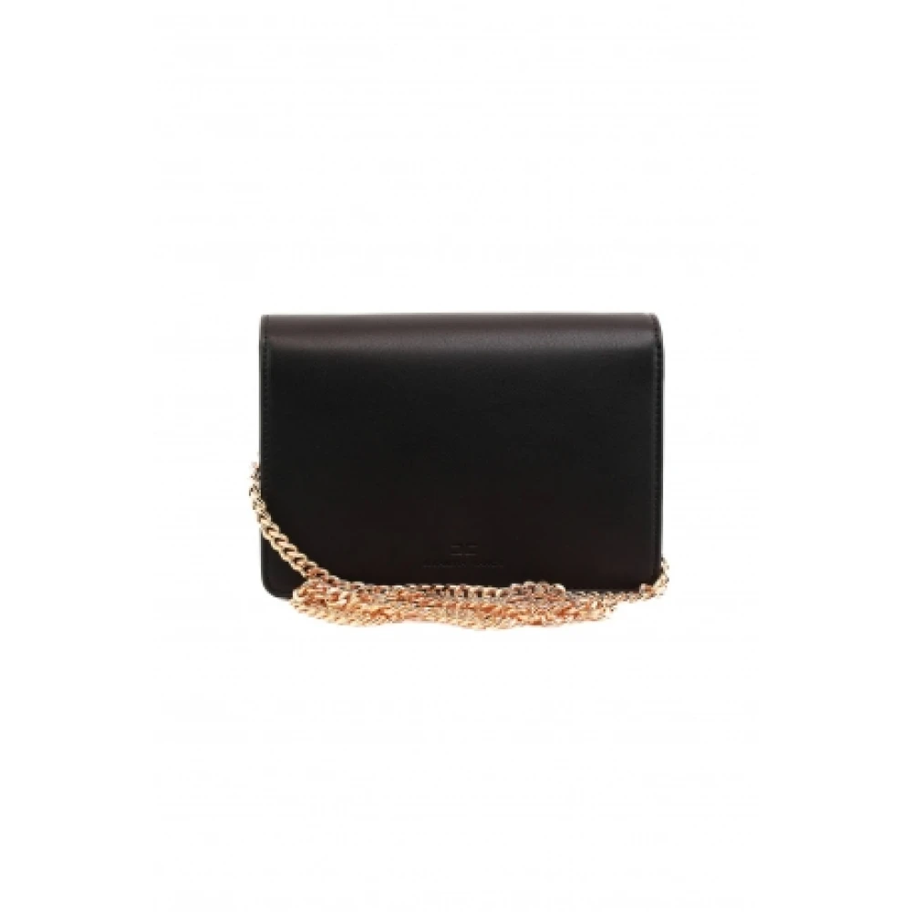 Elisabetta Franchi Zwarte Schoudertas met Gouden Logo Black Dames