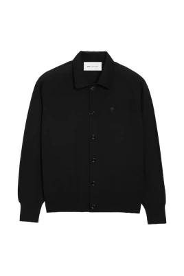 Polo Collar Chest Embroidered Cardigan