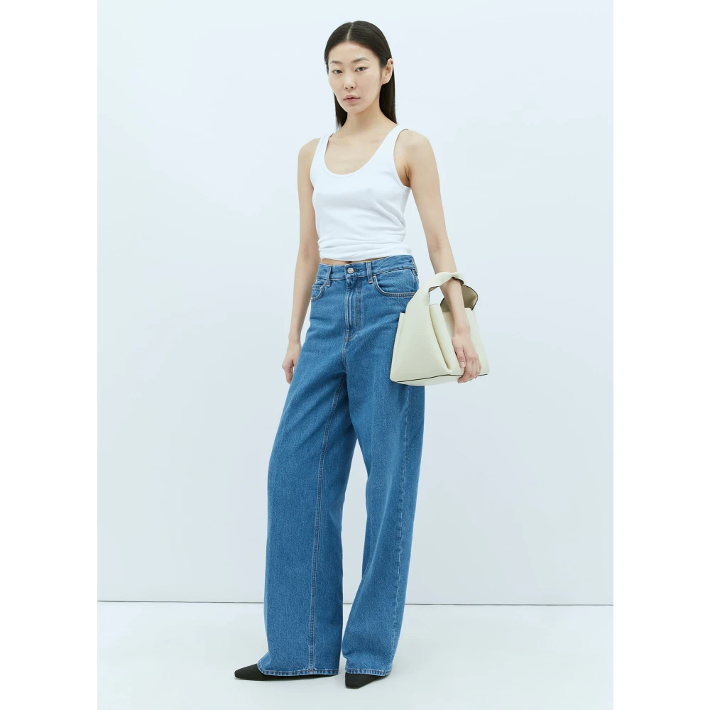 TotêMe Mid Rise Wide Leg Jeans Blue Dames