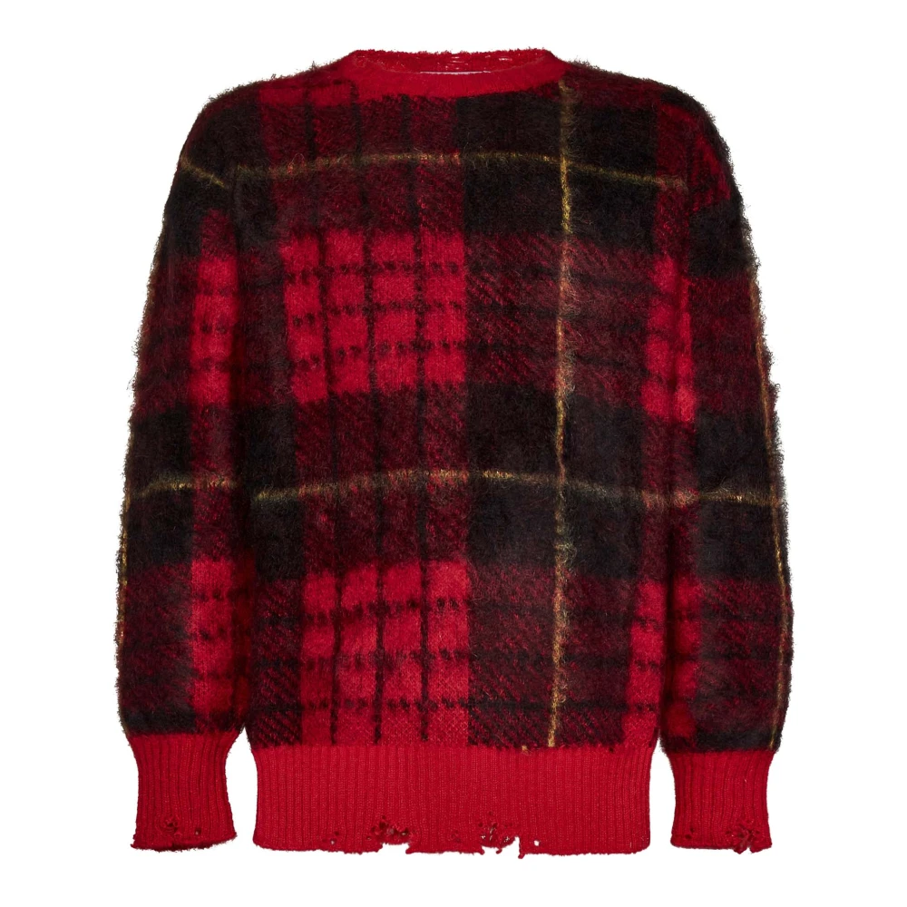 Alexander mcqueen Rode Tartan Sweater Met Distressed Finish Red Heren