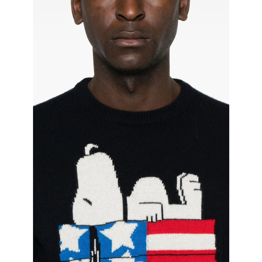 MC2 Saint Barth Blauwe Snoopy Sweater met Crew Neck Blue Heren