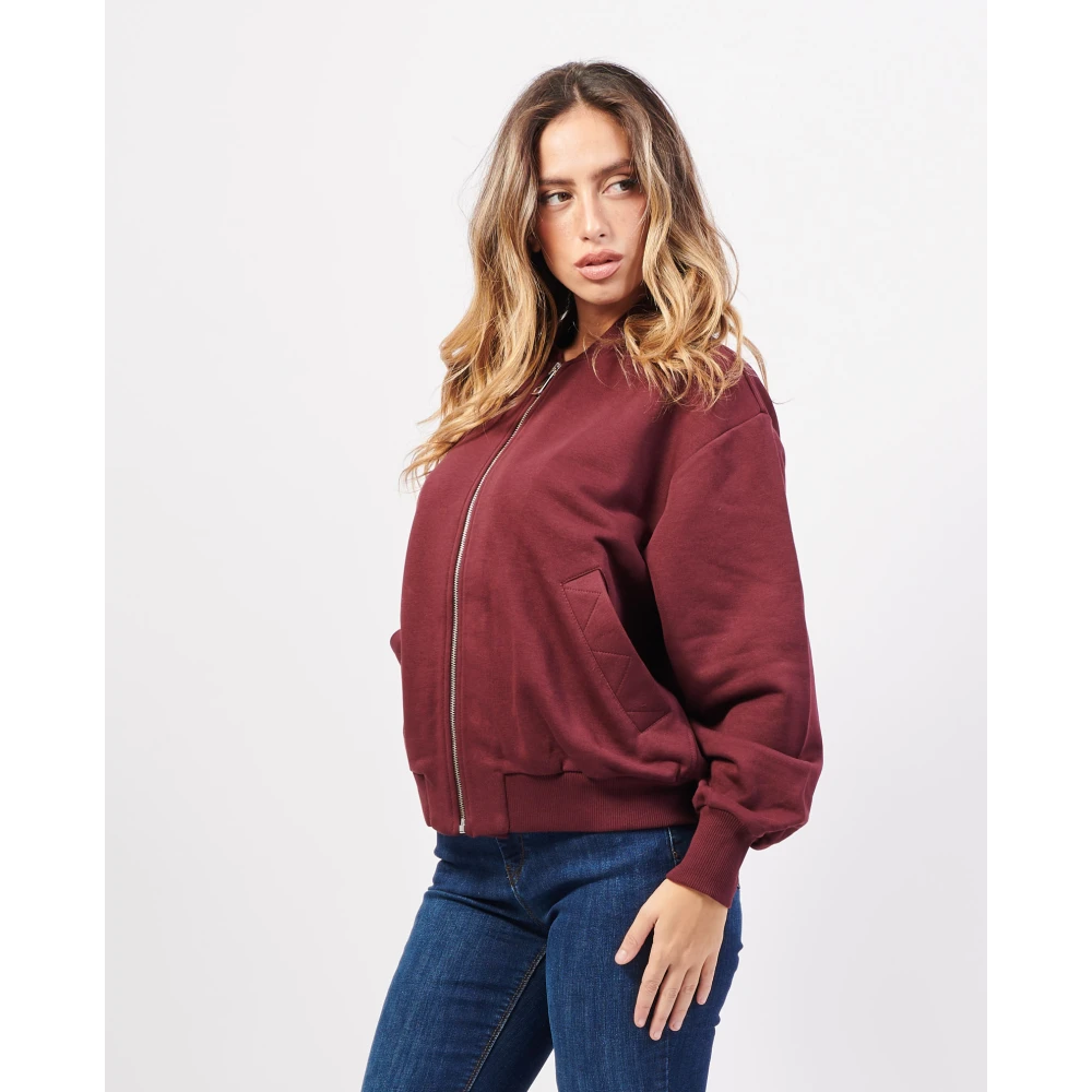 Jijil Bordeaux Sweater met volledige rits Red Dames