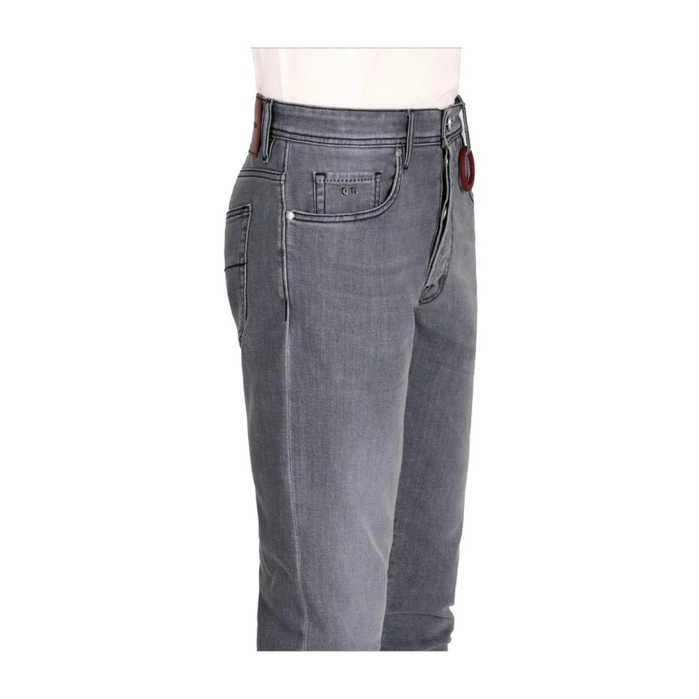 Tramarossa Grijze Straight Leg Jeans met Zwarte Stiksels Blue Heren