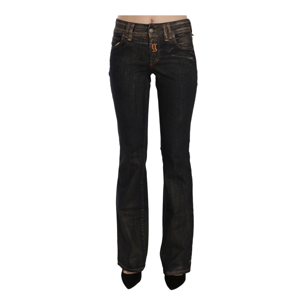 John Galliano Svart Tvättad Mid Waist Flare Jeans Black, Dam