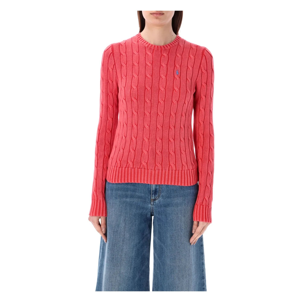 Ralph Lauren Corallo Cable-Knit Crewneck Sweater Pink Dames