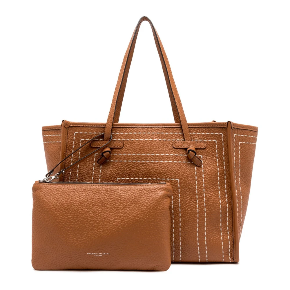 Gianni Chiarini Maxi Caramel Leren Shopper Brown Dames