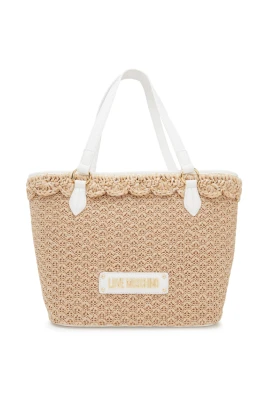 Logo Tag Rafia Tote Bag