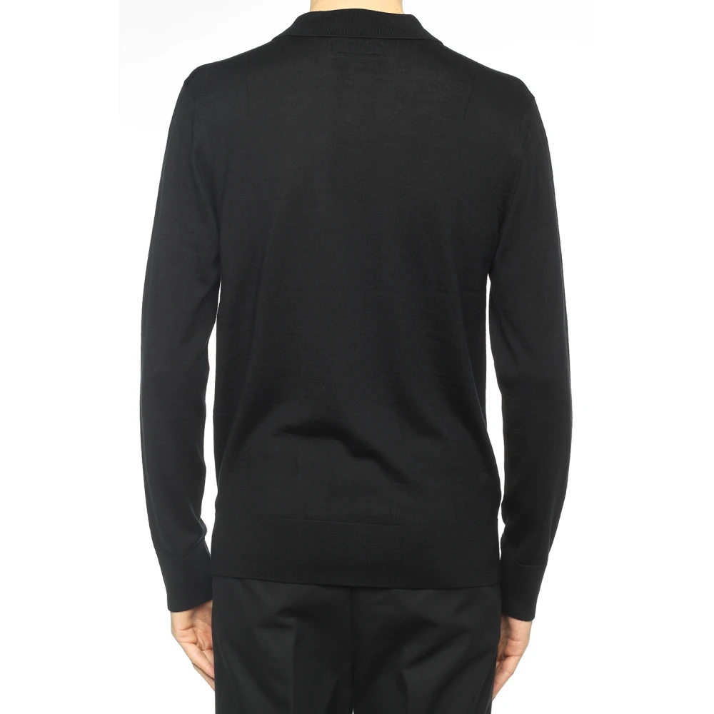 AllSaints Wol Poloshirt Black Heren