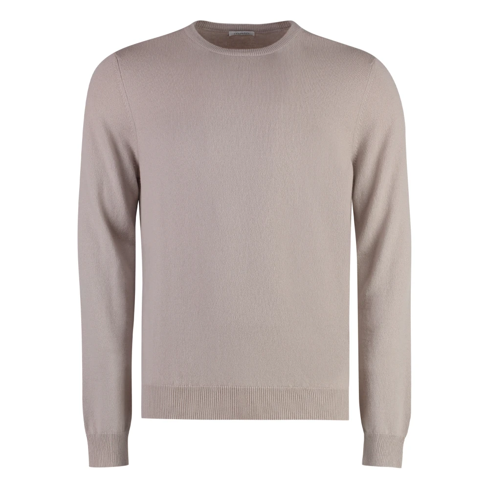 Malo Luxe Cashmere Sweater met Geribbelde Randen Beige Heren