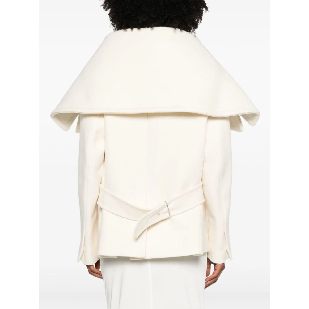 Jacquemus Witte Wollen Jas Aw24 Beige Dames