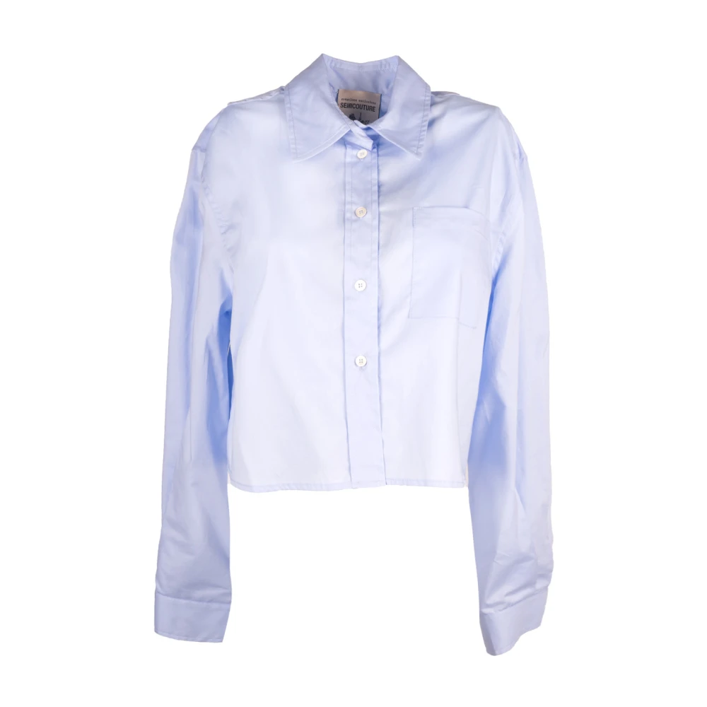 Semicouture Klassieke katoenen poplin blouse Blue Dames