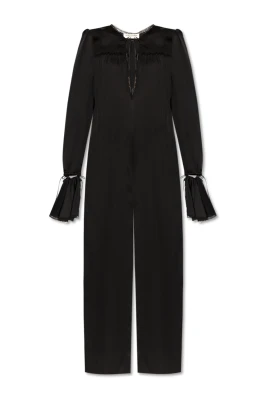 Silk Jumpsuit med spetsdetaljer