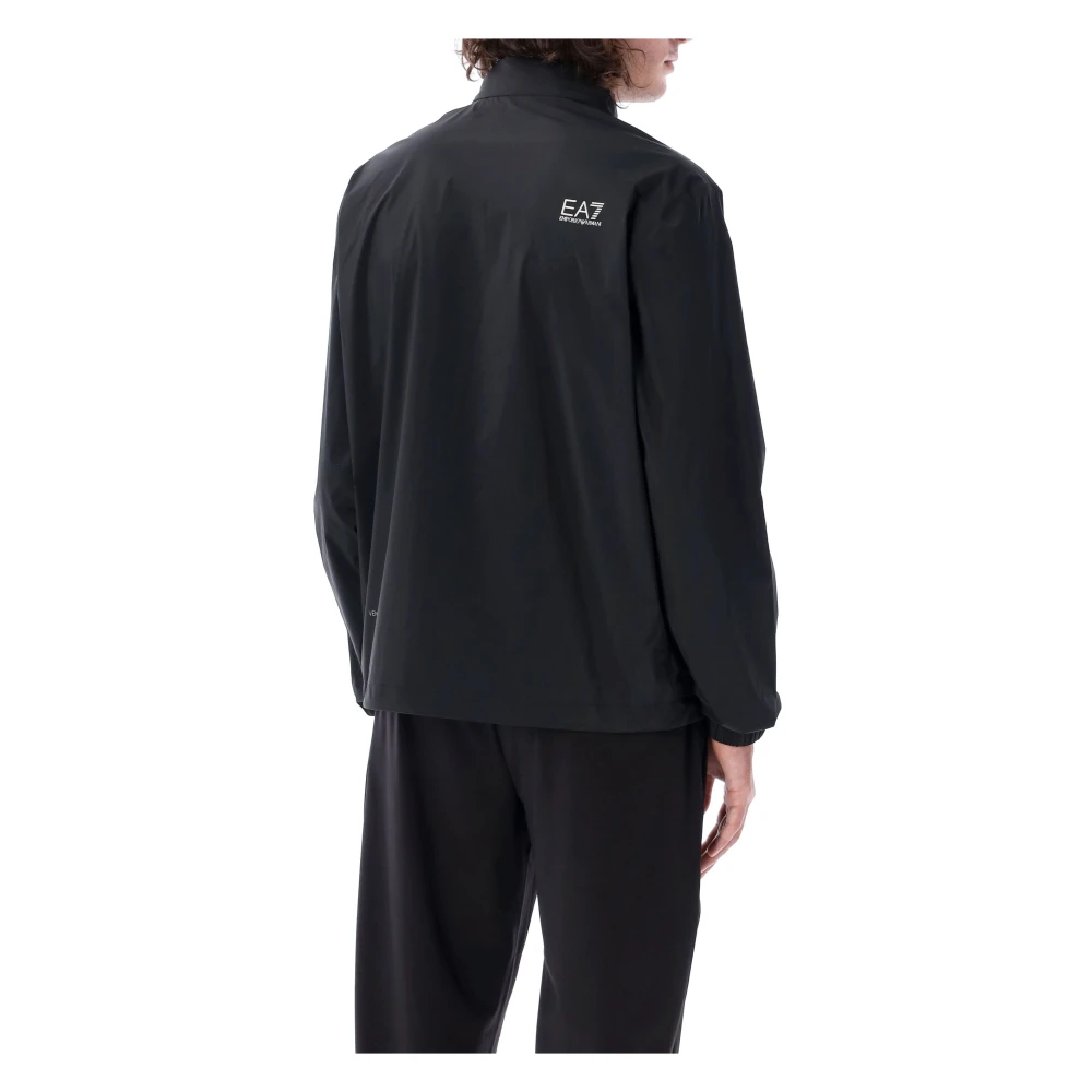 Emporio Armani EA7 Zwarte Logo Windjack Buitenkleding Aw24 Black Heren