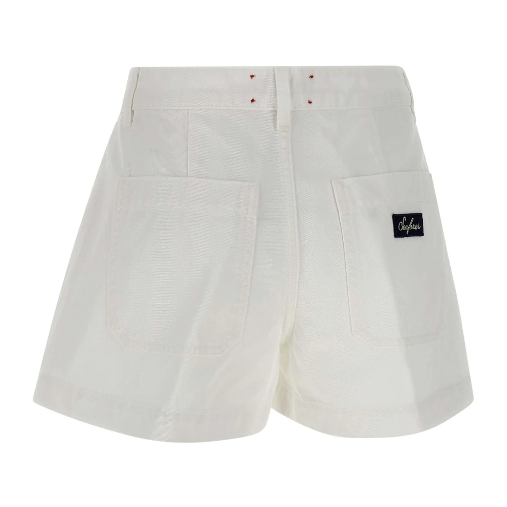 Seafarer Witte katoenen shorts met logodetail White Dames