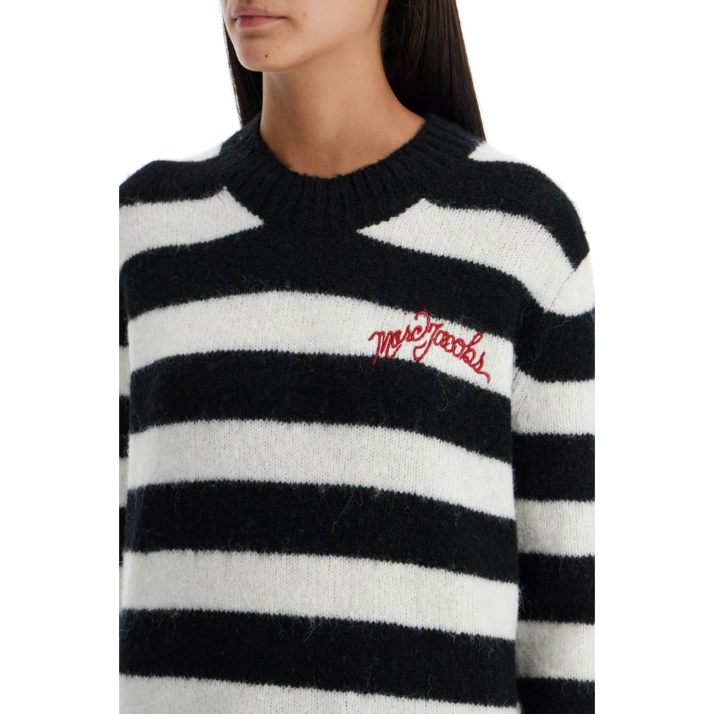 Marc Jacobs Gestreepte Geborstelde Logotrui Black Dames