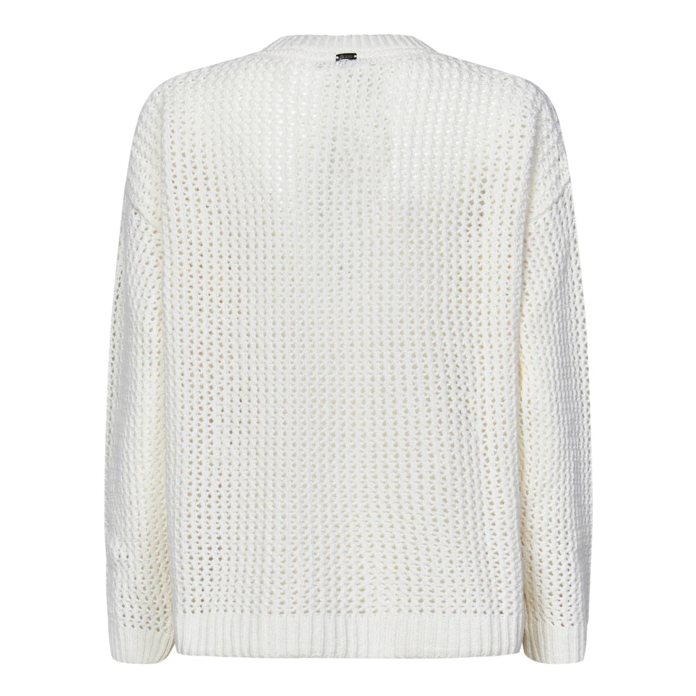 Herno Witte Wollen Gebreide Trui met Ronde Hals White Dames