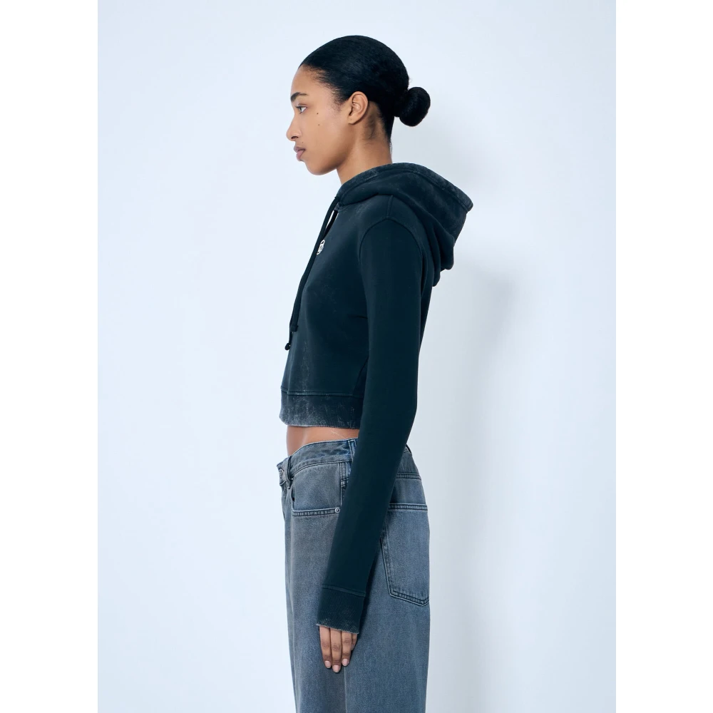 Diesel Verweerde Hoodie Geknipt Stijl Black Dames