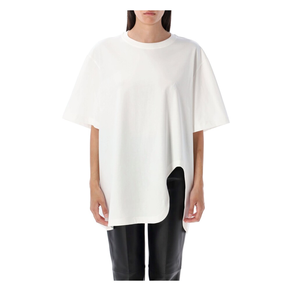 Tシャツ・カットソー The Attico Loose-Fit Off-White Cotton T-Shirt With Ribbed The Attico Off-White Cutout T-Shirt The Attico