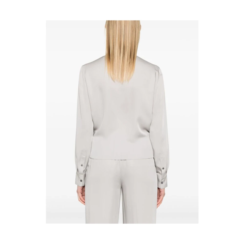 Theory Diepe V-hals Lange Mouw Shirt Gray Dames