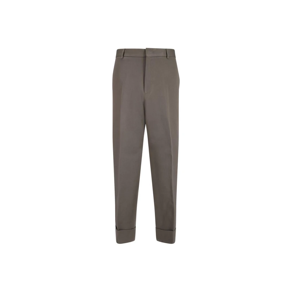 PT Torino Katoenen Regular Fit Broek met Omgeslagen Zoom Gray Heren