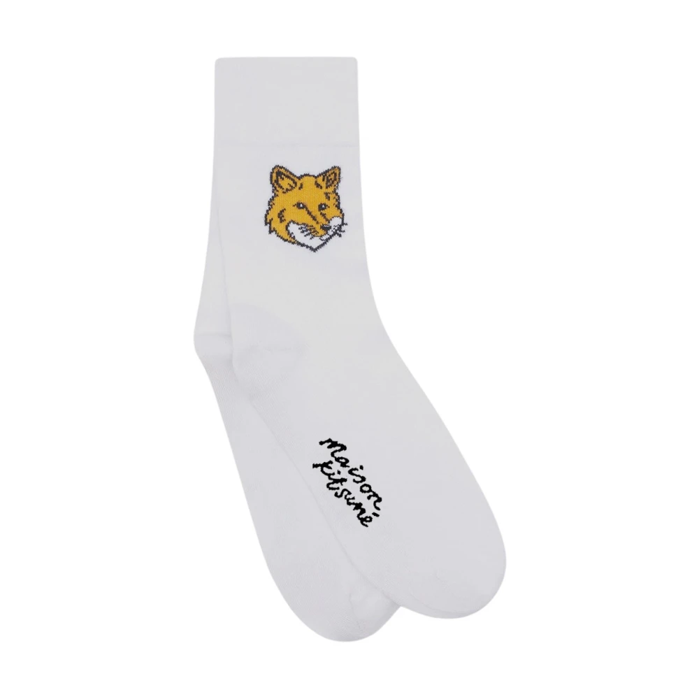 Maison Kitsuné Katoenen Fox Sok White Unisex