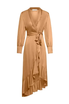 Silk Wrap Midi Dress