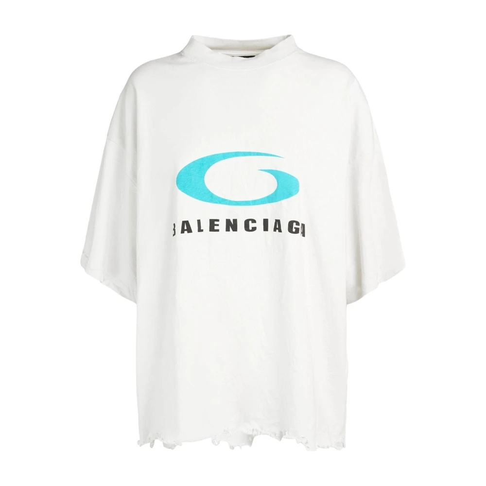 Balenciaga Icon Print Cropped T-shirt Vrouwen White Dames
