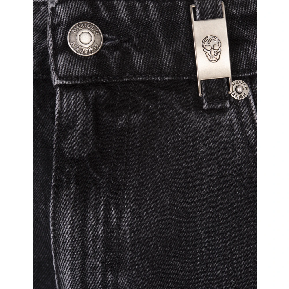 alexander mcqueen Zwarte Wide-Leg Denim Jeans Black Dames