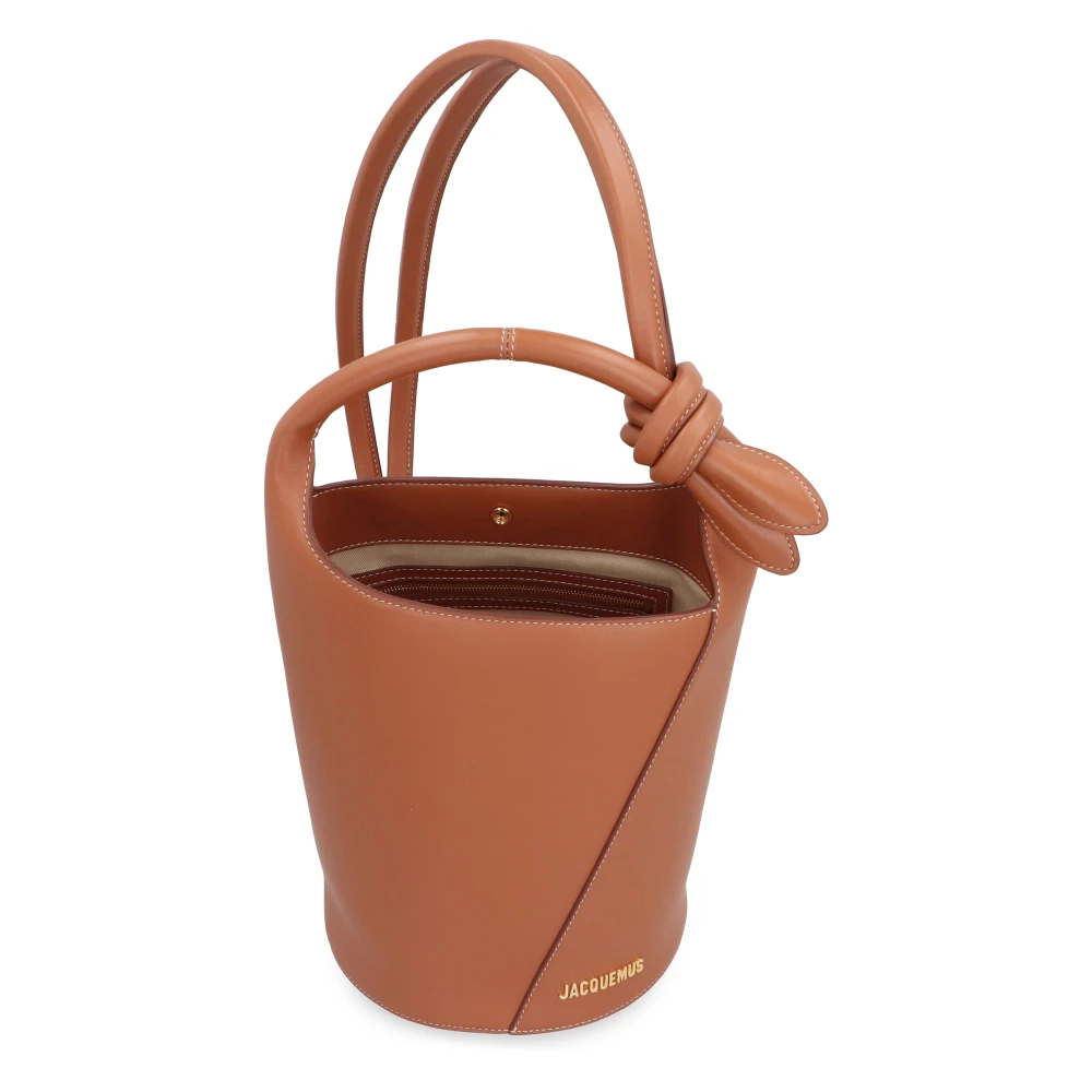 Jacquemus Mini bucket tas met drukknoopsluiting Brown Dames