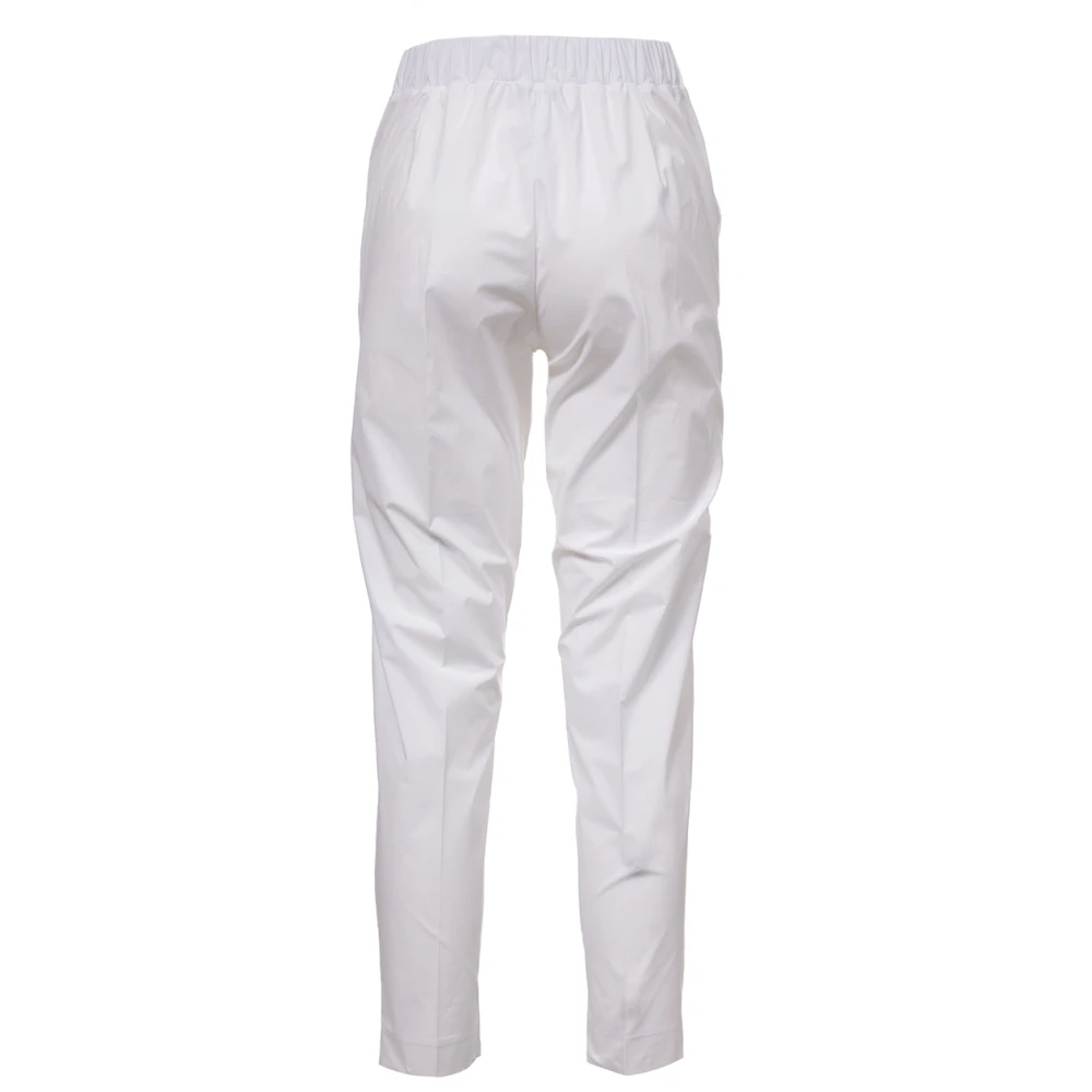 Le Tricot Perugia Katoenen broek met elastische taille White Dames