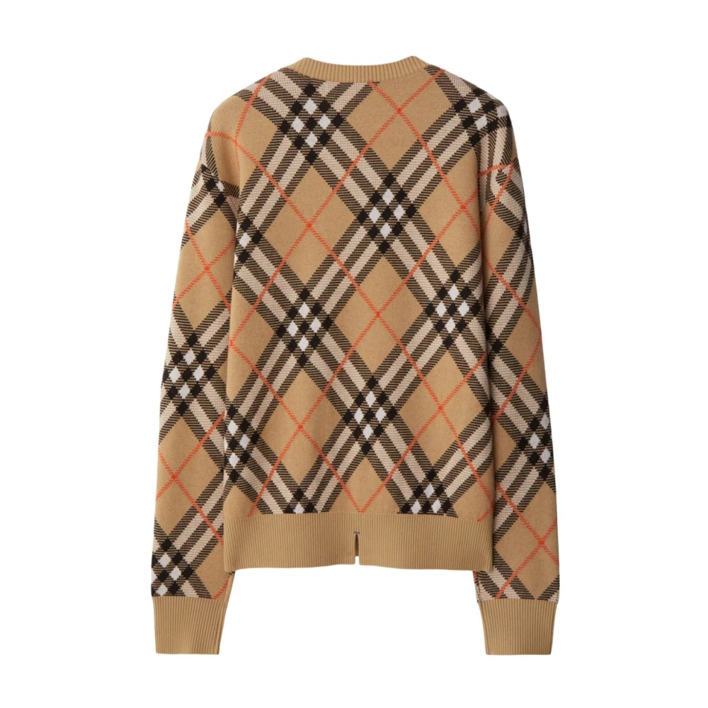 Burberry Gebreide Trui met Patroon Beige Dames