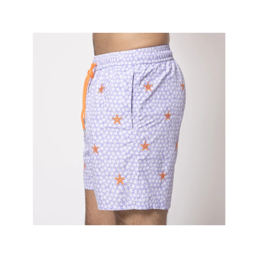 MC2 Saint Barth Zwemshorts met zeesterrenprint Purple Heren