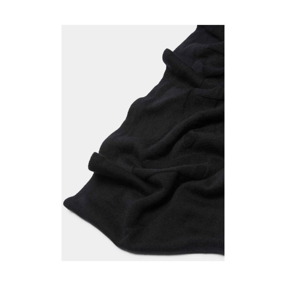 Dsquared2 Wollen Logo Sjaal Rechthoekig Invoegen Black Unisex