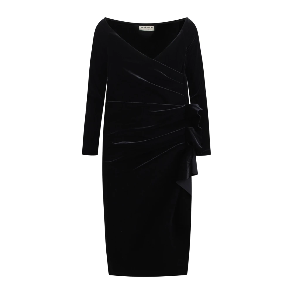 Chiara Boni Fluwelen Midi Jurk met Ruchedetails Green Dames