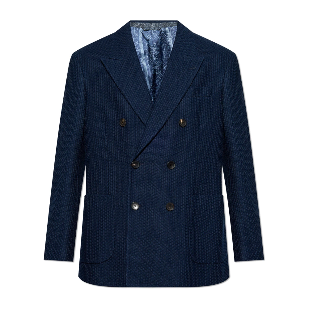 ETRO Katoenen blazer met gesloten revers Blue Heren